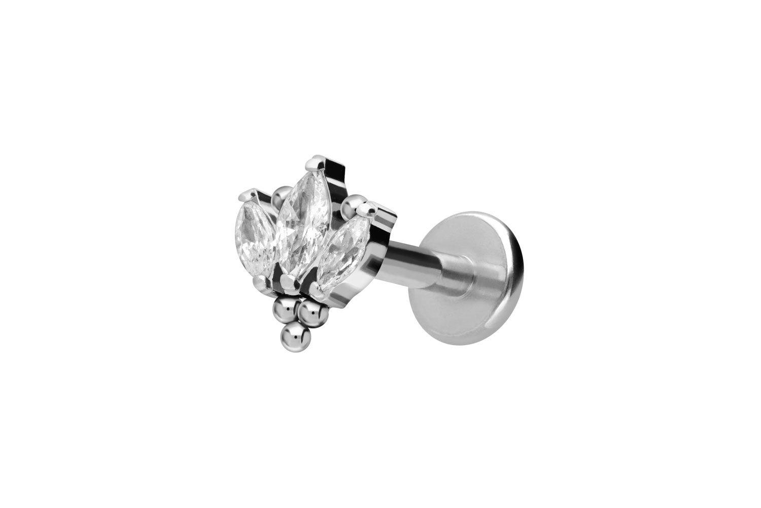 Titan Labret Piercing mit Innengewinde LOTUSBLÜTE + KUGELN